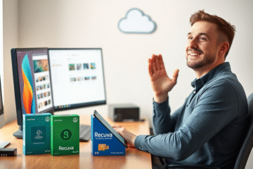 Grafika przedstawiająca sposób odzyskiwania usuniętych zdjęć na urządzeniach mobilnych i komputerach.