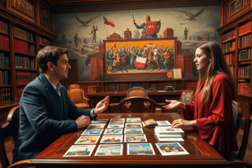 Quiz dotyczący wiedzy z historii Polski, ilustrujący kluczowe wydarzenia i postacie.