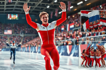 Damian Żurek zdobywa złoty medal na 1000 metrów podczas mistrzostw Europy w łyżwiarstwie szybkim.