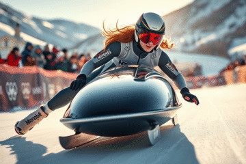 Sylwia Smolarek w akcji podczas zawodów monobob, zdobywając złoto w Pucharze Europy.