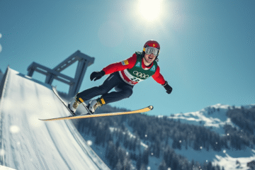 Kamil Stoch skacze na mamuciej skoczni, osiągając 200 m podczas treningu.