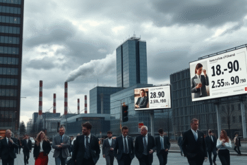 Wizualizacja przedstawiająca rosnące ceny energii elektrycznej w Polsce i ich wpływ na rynek i przemysł.