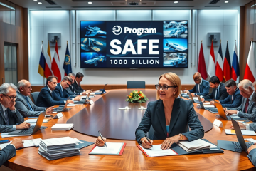 Wizualizacja umów o wartości 100 miliardów złotych podpisanych z polskimi firmami w ramach programu zbrojeniowego SAFE.
