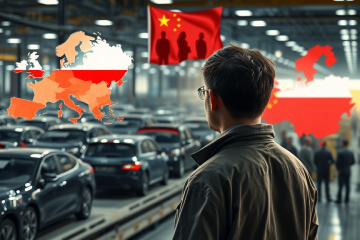 Wykres ilustrujący straty europejskiego sektora przemysłowego oraz wpływ chińskiej konkurencji na rynek.